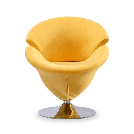 Manhattan Comfort Tulip Swivel Accent Chair in Yellow and Polished Chrome AC029-YL